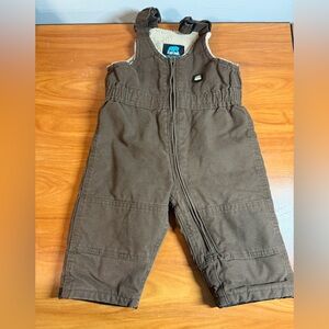 Berne Kids Toddler Baby Brown Overall Bib Lined Workwear Snow‎ Pants Warm 12M